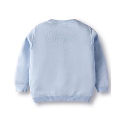 Babyhug Cotton Knit Full Sleeves Front Open Sweater With Bear Embriodery - Yellow