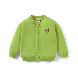 Babyhug Cotton Knit Full Sleeves Front Open Sweater With Bear Embriodery - Yellow