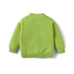 Babyhug Cotton Knit Full Sleeves Front Open Sweater With Bear Embriodery - Yellow