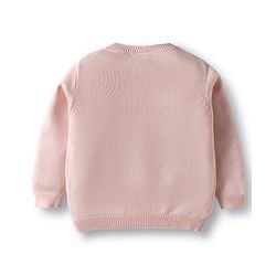 Babyhug Cotton Knit Full Sleeves Front Open Sweater with Lion Patch Design - Pink