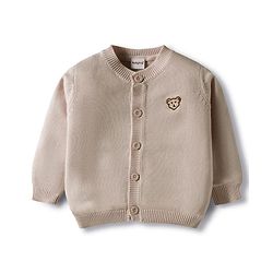 Babyhug Cotton Knit Full Sleeves Front Open Sweater with Lion Patch Design - Pink