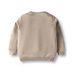 Babyhug Cotton Knit Full Sleeves Front Open Sweater with Lion Patch Design - Pink