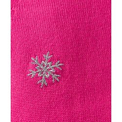 Babyhug Knit Full Sleeves Front Open Hooded Sweater with Snow Flake Design - Fuchsia