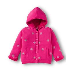 Babyhug Knit Full Sleeves Front Open Hooded Sweater with Snow Flake Design - Fuchsia