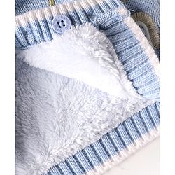 Babyhug Knit Full Sleeves Hooded Front Open Sweater With Unicorn Embroidery & Star Sequin - Light Blue
