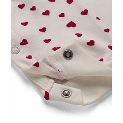 Babyhug 100% Cotton Cotton Knit Full Sleeves Romper with Attached Shrug & Heart Print - Red