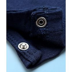 Babyhug 100% Cotton Full Sleeves Romper With Attached Waistcoat & Bow Applique - Navy Blue