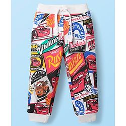 Babyhug Disney Cotton Looper Full Length Lounge Pant with Car Graphics - Red