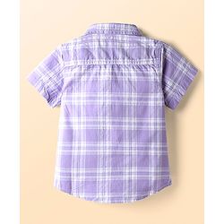 Babyhug Cotton Woven Half Sleeves Shirt and Short With Pockets & Checks - Purple