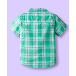 Babyhug Cotton Woven Half Sleeves Checks Shirt & Shorts Set - Green & White