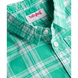 Babyhug Cotton Woven Half Sleeves Checks Shirt & Shorts Set - Green & White