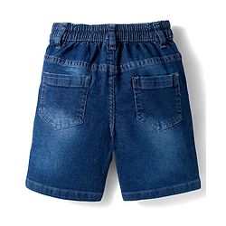 Babyhug Cotton Denim Half  Sleeves Shirt & Shorts Set With Stripes - Multicolour & Blue