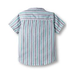 Babyhug Cotton Woven Half Sleeves Shirt and Short With Pockets & Stripes - Grey & Light Blue