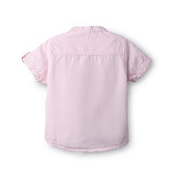 Babyhug Cotton Woven Half Sleeves Striped Kurta Shirt & Shorts Set - Pink & Beige