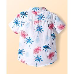 Babyhug Cotton Woven Half Sleeves Front-Open Shirt & Shorts Set with Floral Print - White & Blue