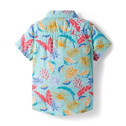 Babyhug Cotton Woven Half Sleeves Shirt and Shorts Set with Floral Print - Light Blue & Grey