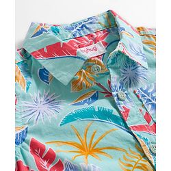 Babyhug Cotton Woven Half Sleeves Shirt and Shorts Set with Floral Print - Light Blue & Grey
