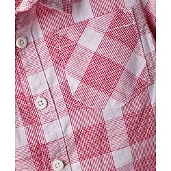 Babyhug Cotton Woven Half Sleeves Shirt & Shorts Set With Checks - Pink