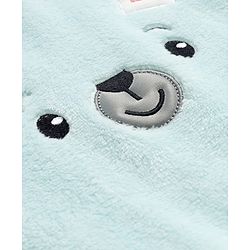 Babyhug Fur Knit Full Sleeves Winter Wear Footed Romper With Animal Embroidery - Light Blue