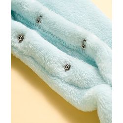 Babyhug Fur Knit Full Sleeves Winter Wear Footed Romper With Animal Embroidery - Light Blue