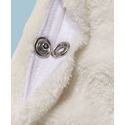 Babyhug Fur Knit Full Sleeves Winter Wear Hooded & Footed Romper With Animal Embroidery & Ear Applique - White
