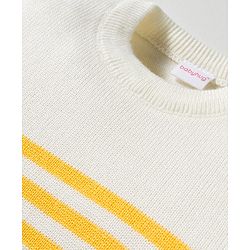 Babyhug Knit Full Sleeves Sweater Set With Stripes - Navy Blue & White