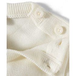 Babyhug Knit Full Sleeves Sweater Set With Stripes - Navy Blue & White