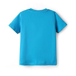 Babyhug Disney Single Jersey Knit Dungaree & Half Sleeves T-Shirt With Mickey Mouse Family Print - Blue