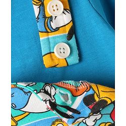 Babyhug Disney Single Jersey Knit Dungaree & Half Sleeves T-Shirt With Mickey Mouse Family Print - Blue