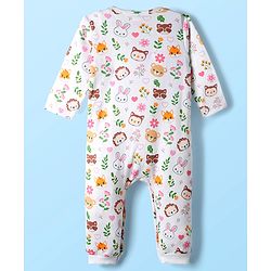 Babyhug 100% Cotton Full Sleeves Animal Printed Front Open Rompers Pack Of 2 - Multi Colour
