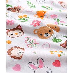 Babyhug 100% Cotton Full Sleeves Animal Printed Front Open Rompers Pack Of 2 - Multi Colour