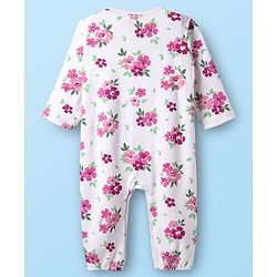 Babyhug 100% Cotton Knit Full Sleeves Rompers with Polka Dots & Floral Print Pack of 2 - Purple & White