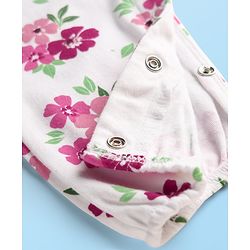 Babyhug 100% Cotton Knit Full Sleeves Rompers with Polka Dots & Floral Print Pack of 2 - Purple & White
