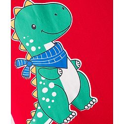 Babyhug 100% Cotton Interlock Knit Full Sleeves Romper with Stripe & Dino Print Pack of 2 - Red White Blue