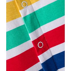 Babyhug 100% Cotton Interlock Knit Full Sleeves Romper with Stripe & Dino Print Pack of 2 - Red White Blue