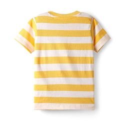 Babyhug Disney Cotton Knit Half Sleeves Striped Tee & Dungaree With Winnie The Pooh Graphics - Yellow