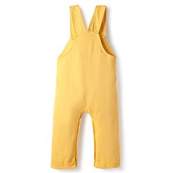 Babyhug Disney Cotton Knit Half Sleeves Striped Tee & Dungaree With Winnie The Pooh Graphics - Yellow