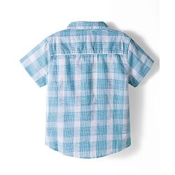 Babyhug Cotton Knit Half Sleeves Shirt and Shorts Sets with Checks - Light Blue & Grey