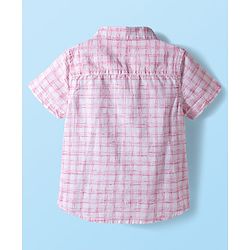 Babyhug Cotton Woven Half Sleeves Checked Shirt & Shorts Set - Pink & Beige