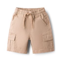 Babyhug Cotton Woven Half Sleeves Striped Shirt & Shorts Set - Beige