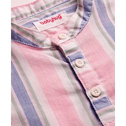 Babyhug Cotton Woven Half Sleeves Striped Shirt & Shorts Set - Beige
