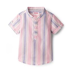 Babyhug Cotton Woven Half Sleeves Striped Shirt & Shorts Set - Beige