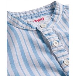 Babyhug Cotton Knit Half Sleeves Shirt and Shorts Sets with  Stripes - Light Blue & White