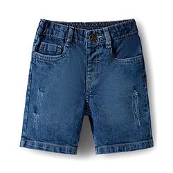 Babyhug Cotton Woven Half Sleeves Shirt & Denim Shorts Set with Sea Life Print - Blue & White