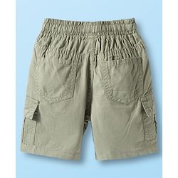 Babyhug Cotton Knit Half Sleeves Shirt and Shorts Sets with Tropical Print - Olive Green & White