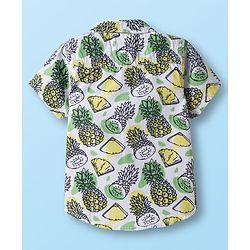 Babyhug Cotton Knit Half Sleeves Shirt and Shorts Sets with Tropical Print - Olive Green & White