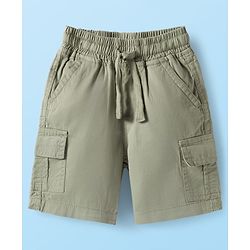 Babyhug Cotton Knit Half Sleeves Shirt and Shorts Sets with Tropical Print - Olive Green & White