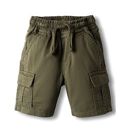 Babyhug Cotton Knit Solid Color Half Sleeves Shirt  & Shorts Set - Mint & Olive Green