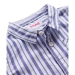 Babyhug Cotton Woven Half Sleeves Shirt & Shorts Set With Stripes - Blue & White