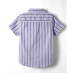 Babyhug Cotton Woven Half Sleeves Shirt & Shorts Set With Stripes - Blue & White